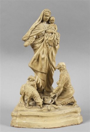Madonna della Guardia, gruppo in terracotta smaltata, Genova sec. XIX...