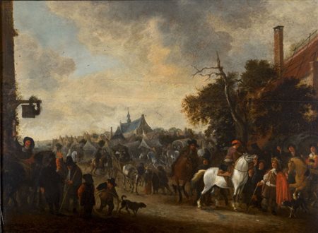 HENDRICK DE MEYER I Rotterdam 1620 - 1690 Fiera alle porte di città fiamminga...