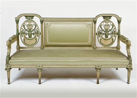 JEAN BAPTISTE CLAUDE SENE' Francia 1748 - 1803 Divano due poltrone in legno a...