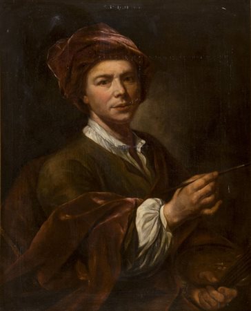 PAOLO BORRONI Voghera 1749 - 1819 Ritratto di giovane pittore con turbante,...