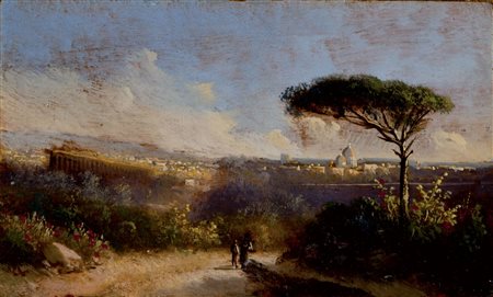 ARTHUR JOHN STRUTT Att.a Chelmsford 1818 - Roma 1888 Scorcio di Roma Olio su...