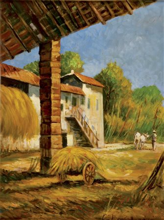 CARLO DOMENICI Livorno 1897 - Portoferraio 1981 Grande casolare con fienile...