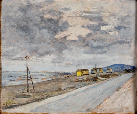 DOMENICO DE BERNARDI Besozzo1892 - 1963 Il mare a Marina di Massa 1951...