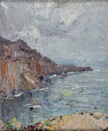 ALESSANDRO LUPO Torino 1876 - 1953 Isola di Ponza 1949 Olio materico su...