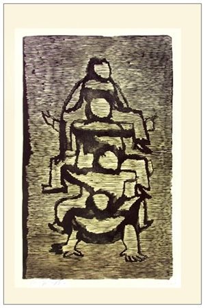 MINO MACCARI 1898 - 1989 Senza titolo 1954 Linoleografia es. prova di stato....