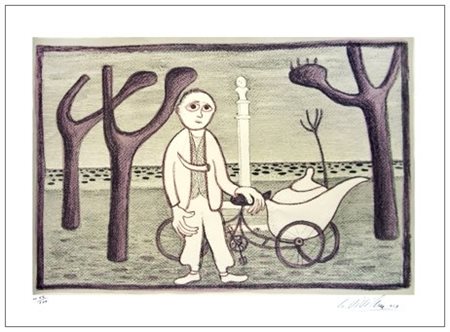 GIUSEPPE VIVIANI 1898 - 1965 Il gelataio 1963 Litografia a 3 colori...