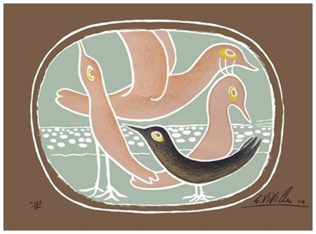 GIUSEPPE VIVIANI 1898 - 1965 Uccelli rosa 1964 Litografia a 8 colori...