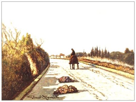 GINO ROMITI 1881 - 1967 Senza titolo Olio su faesite 30 x 40. Firma in b. a s.