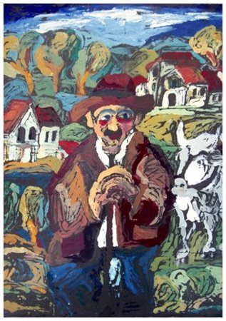 BEPPE SERAFINI 1915 - 1987 Senza titolo Pittura su cartoncino nero riportato...