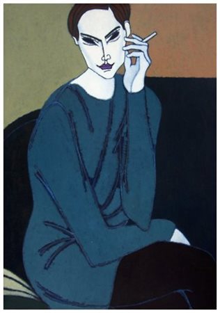 LISANDRO RAMACCIOTTI 1950 Donna con sigaretta Olio su tela 100 x 70. Titolo e...