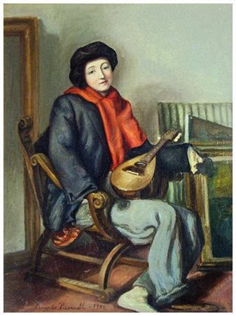 LEONARDO PIZZANELLI Pisa 1920 – Firenze 1984 Suonatrice con mandolino 1952...