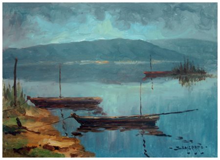 PIERO SEMERARO Trieste 1914 – Pisa 1998 Riflessi sul lago di Massaciuccoli...
