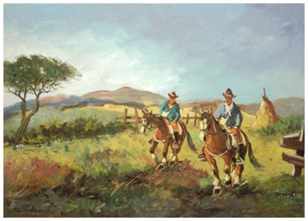 BERNARDI Livorno Senza titolo Olio su faesite 50 x 70. Firma in b. a d.