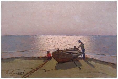 GIOVANNI LOMI Ardenza 1889 – Ardenza 1969 Pomeriggio a Tirrenia Olio su...