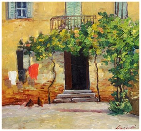 MARIO MENICHETTI Livorno 1889 – Livorno 1975 Senza titolo Olio su tavola 23,5...