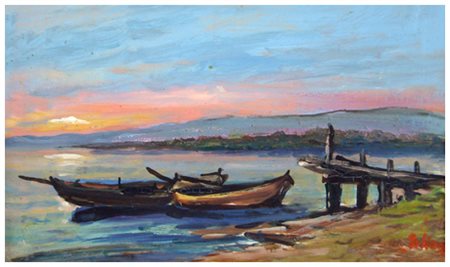 MILLUS (Mauro Illusi) Livorno 1925 – Livorno 1992 Senza titolo (barche al...