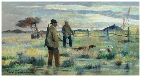 GHIGO (Enrico)TOMMASI Livorno 1912 – Livorno 1985 Primi spari 1954 Olio su...