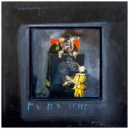 MARIO MADIAI Livorno 1944 Pinocchio Olio e t.m. su masonite e tavola 39 x 39....