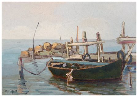 ALFONSO PAPI Castellina Marittima 1931 Senza titolo Olio su tavola 25 x 35....