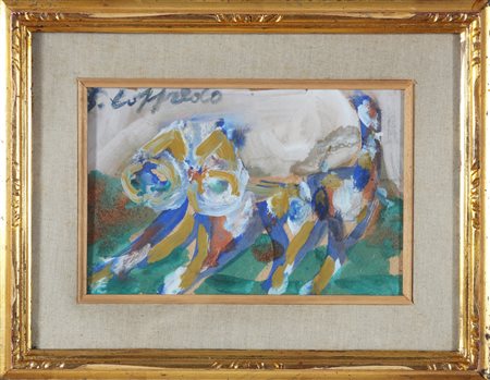 LOFFREDO SILVIO (n. 1921) Gatto. Olio su cartone. Cm 30,00 x 20,00. Firma in...