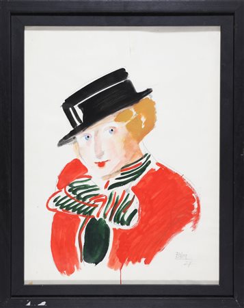 BUCCI ANSELMO (1887 - 1955) La becca italiana. 1927. Tecnica mista su carta....