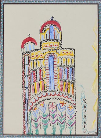 RAPHAEL MAFAI ANTONIETTA (1895 - 1975) Chiesa. 1970. Tecnica mista su carta....