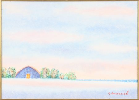 OMICCIOLI GIOVANNI (1901 - 1975) Senza titolo. Olio su carta applicata su...