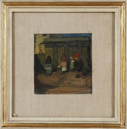 BIASI DA TEULADA GIUSEPPE (1885 - 1945) Donne alla fonte. oli su cartone. Cm...