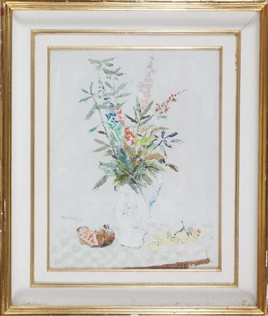 SPILIMBERGO ADRIANO (1908 - 1975) Vaso di fiori. Olio su tela. Cm 35,00 x...