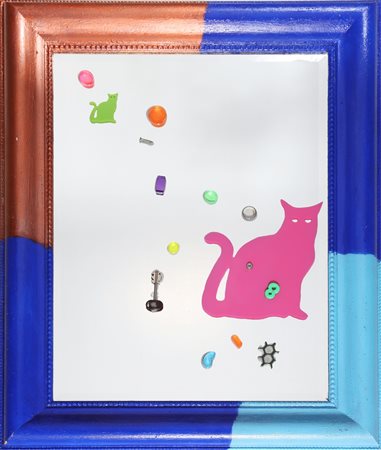 NUCARA RENZO (n. 1955) Mirror Cats. 2013. Tecnica mista su specchio. Cm 81,00...