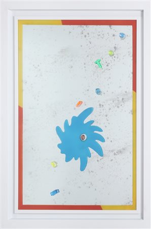 NUCARA RENZO (n. 1955) Mirror Blue Bang. 2013. Tecnica mista su specchio. Cm...