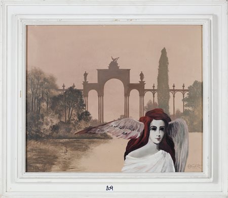 BOGAERT GASTON (1918 - 2008) L'ange. 1986. Olio su tavola. Cm 55,00 x 46,00....