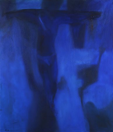 DE LUTTI PIERLUIGI (n. 1959) Non crocifiggete l'arte. Olio su tela. Cm 130,00...