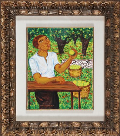MIGNECO GIUSEPPE (1908 - 1997) Contadino con limoni. 1982. Olio su tela. Cm...