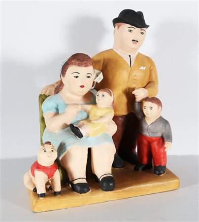 BOTERO FERNANDO (n. 1932) Una famiglia. 1989. Terracotta. Cm 30,00 x 33,00....