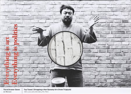 WEIWEI AI (n. 1957) Tea Towel. Stampa su lino. Cm 50,00 x 70,00. Presente...