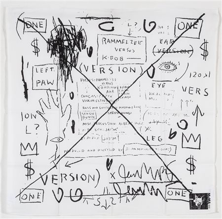 BASQUIAT JEAN-MICHEL (1960 - 1988) Bandana. Stampa su cotone. Cm 53,00 x...