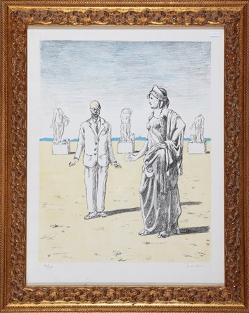 DE CHIRICO GIORGIO (1888 - 1978) Il filosofo e la musa. Litografia colorata a...