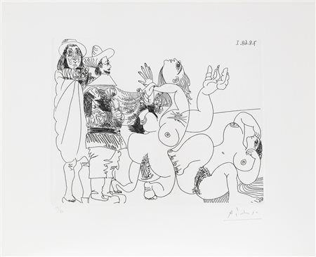 PICASSO PABLO (1881 - 1973) Jeune seigneur fantoche avec un reitre, et deux...