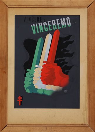 CARBONI ERBERTO (1899 - 1984) Vincere e vinceremo. 1941. Tecnica mista su...