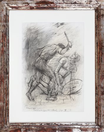 CARRA' CARLO (1881 - 1966) Battaglia. 1943. Carboncino su carta. Cm 28,00 x...
