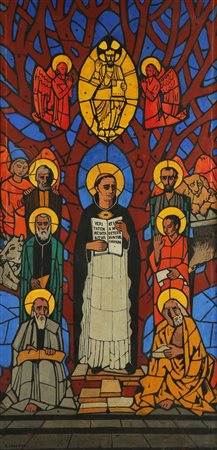 CASORATI FELICE (1883 - 1963) Il trionfo di San Tommaso. Olio su carta...