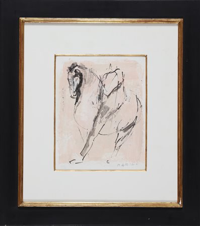 MARINI MARINO (1901 - 1980) Cavallo e cavaliere. Penna, inchiostro e gouache...