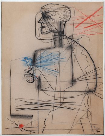 PRICA ZLATKO (1916 - 2003) Senza titolo. 1957. Tecnica mista su carta...