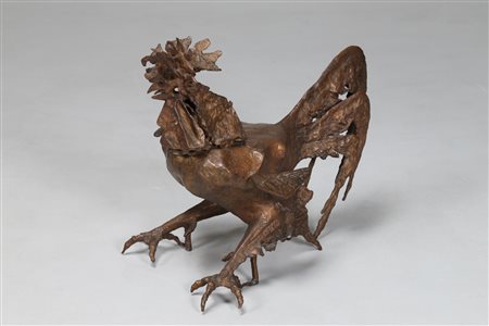 MINGUZZI LUCIANO (1911 - 2004) Gallo. 1999. Bronzo. Cm 47,00 x 58,00 x 66,00....