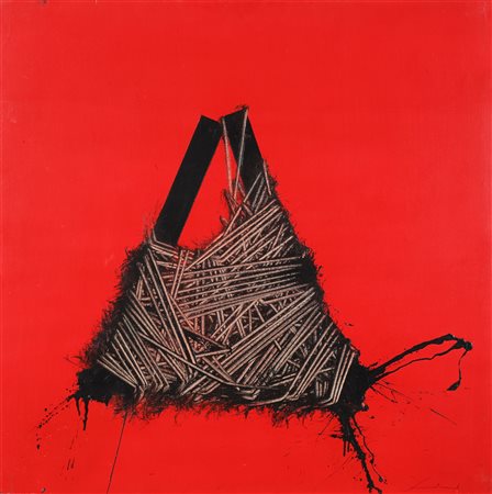 SCANAVINO EMILIO (1922 - 1986) Costretto. 1972. Olio su tela tamburata. Cm...