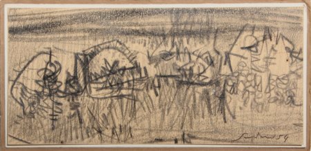 SCANAVINO EMILIO (1922 - 1986) Senza titolo. 1959. Grafite su carta. Cm 18,70...