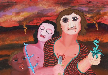 ZEPPEL SPERL ROBERT (1944 - 2005) Sonnambula. 1979. Tecnica mista su cartone....