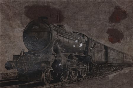 PIGNATELLI LUCA (n. 1962) Treno. . 2014. Tecnica mista su tela. Cm 63,00 x...