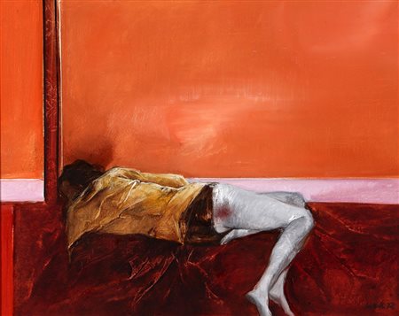 GIOVANNI CAPPELLI 1923 - 1994, Figura, 1973, Olio su tela, cm. 65 x 81,...